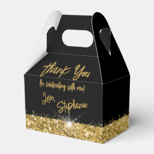 Black Gold Glitter Modern Fun Brush Script Custom  Favour Box