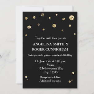 Black & Gold Glitter Modern Wedding Invitation