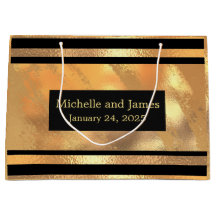 Black gold glitter monogram custom names & date