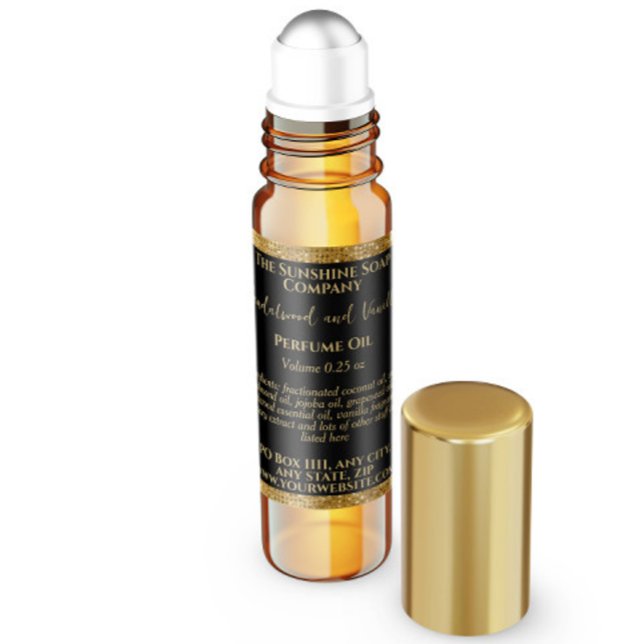 Black & Gold Glitter Perfume Roller Bottle label (Creator Uploaded)