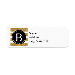 Black & Gold Glitter Return Address Label