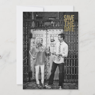 Black & Gold Glitter Save the Date Typography