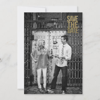 Black & Gold Glitter Save the Date Typography