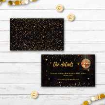 Black Gold Glitter Star Disco Ball Wedding Details