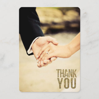 Black & Gold Glitter Thank You Photo Cards