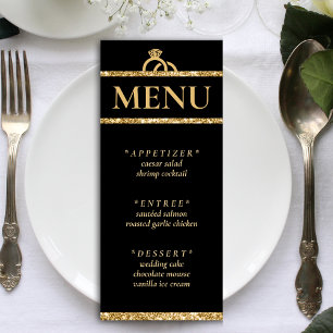 Black & Gold Glitter Wedding Reception Menu