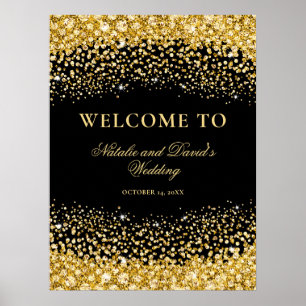 Black Gold Glitter Welcome Wedding Poster