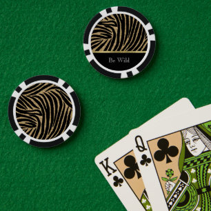 Black Gold Glitter Zebra Poker Chips