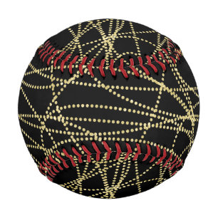 Black Gold Glitzy Abstract Baseball