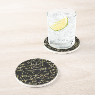 Black Gold Glitzy Abstract Coaster