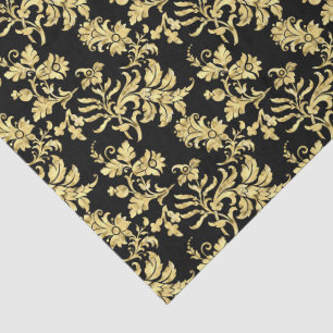 Black & Gold Gothic Floral Pattern Tissue Paper