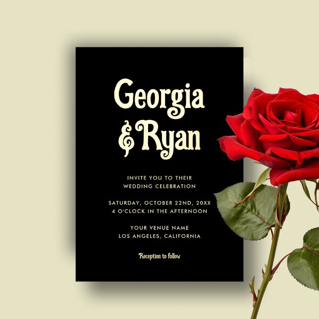 Black & Gold Gothic Halloween Wedding Foil Invite (Creator Uploaded)