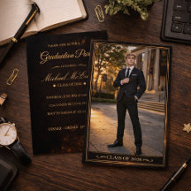 Black Gold Grad Portrait Invitation