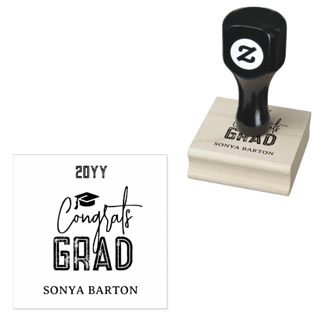 Black Gold Graduation 2026 Customised Rubber Stamp (Stamped)