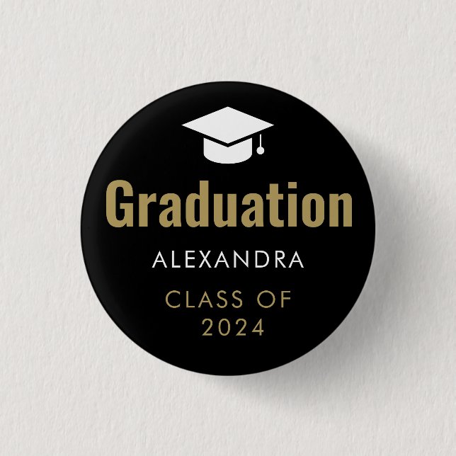  Black Gold Graduation  3 Cm Round Badge (Front)
