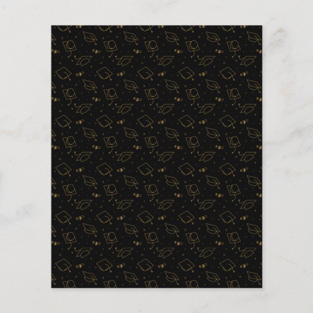 Black & Gold Graduation Cap Toss Scrapbook Paper (Front)