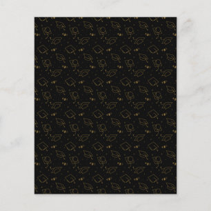 Black & Gold Graduation Cap Toss Scrapbook Paper