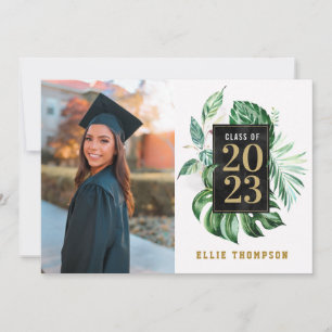 Black & Gold Graduation Class of 2021 Photo Yard   Invitation
