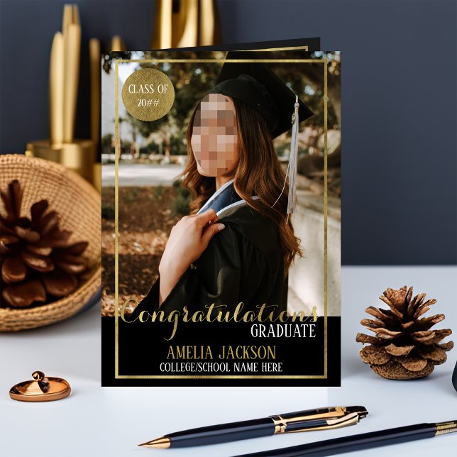 Black & Gold Graduation Congratulations Card (Creator Uploaded)