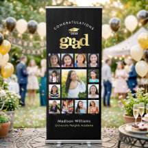 Black Gold Graduation K–12 Photo Collage Cap Bold