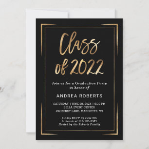 Black Gold Graduation Party Invitation