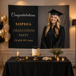 Black Gold Graduation Photo Backdrop Decor Tapestry