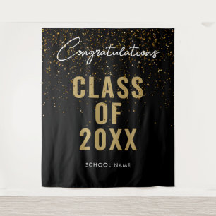 Black Gold Graduation Photo Booth Backdrop Tapestry