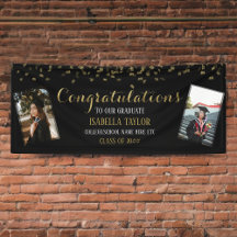 Black & Gold Graduation Photo Congratulations