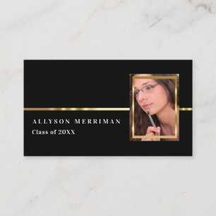 Black Gold Graduation Photo Insert Name Cards