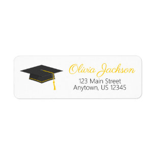 Black & Gold Graduation Return Address Label
