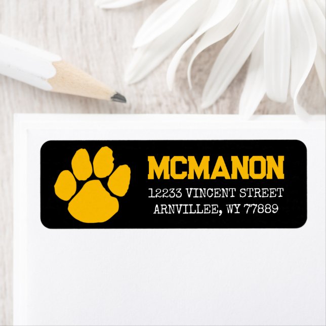 Black & Gold Graduation Return Address Labels (Insitu)