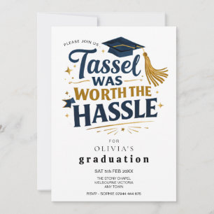 Black & Gold Graduation Tassel Was Worth Hassel  Invitation