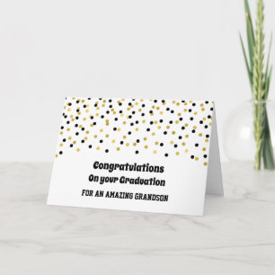 Black Gold Grandson Congratulations Graduation Card