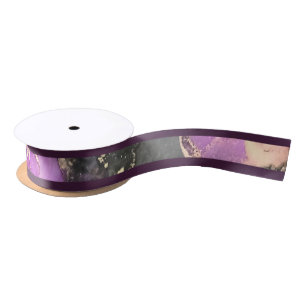 Black Gold Grape Purple Border Ribbon Satin Ribbon