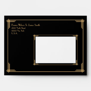 Black Gold Great Gatsby Art Deco Wedding Envelopes
