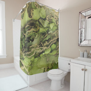Black Gold Green Shower Curtain