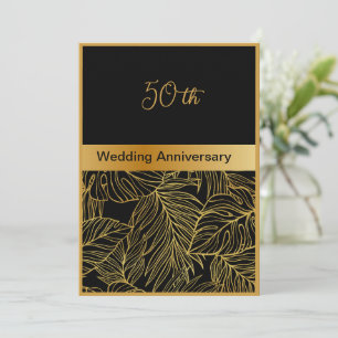 black gold greenery 50th wedding anniversary card