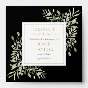 Black Gold Greenery Funeral Memorial Seed Packet Envelope
