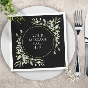 Black Gold Greenery Soft Eucalyptus Leaves Napkin