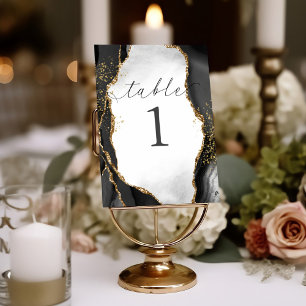 Black, Gold & Grey Mist Agate Table Card
