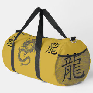 Black, Gold, Grey, Year of Dragon Chinese Zodiac Duffle Bag