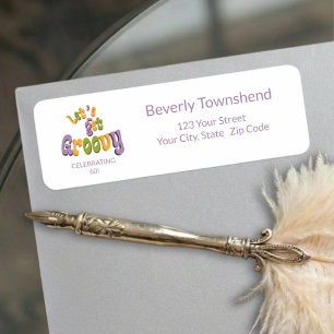 Black Gold Groovy 60th Birthday Return Address Label