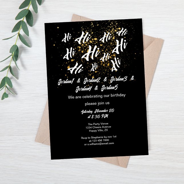 Black Gold Group Friends Joint Birthday Invitation (Creator Uploaded)