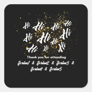 Black Gold Group Friends Joint Birthday Square Sticker
