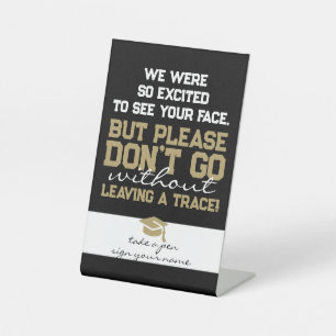 Black & Gold Guest Book Poem Graduation Table Pedestal Sign