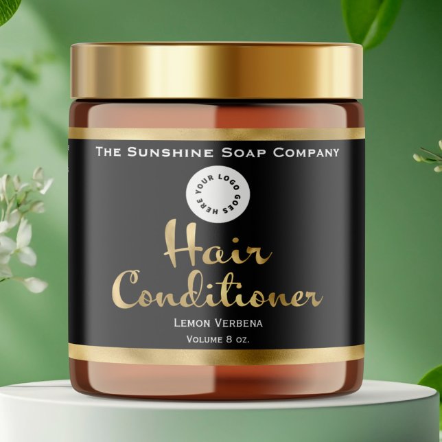 Black & Gold Hair Conditioner Jar Label with logo (Creator Uploaded)