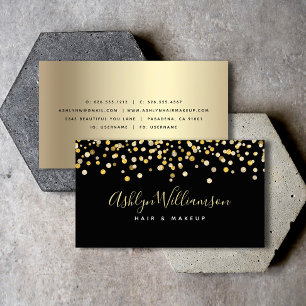 Black gold hair salon makeup artist luxury modern business card