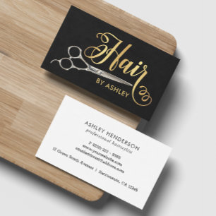 Black & Gold  Hairstylist Salon Business Card