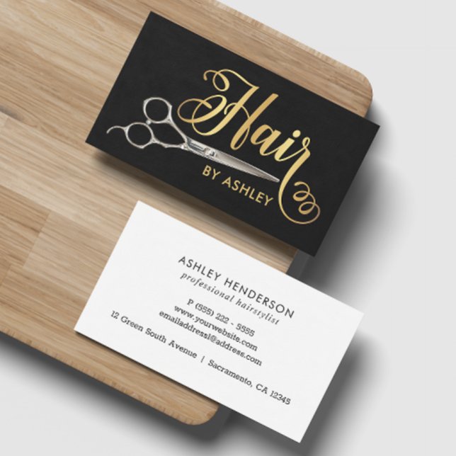 Black & Gold  Hairstylist Salon Business Card (Creator Uploaded)