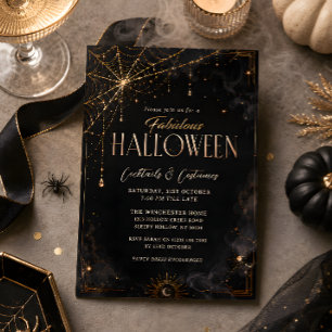 Black Gold Halloween Cocktail Party Invitation